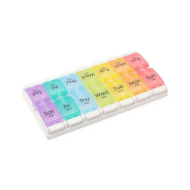 Medline 7-Day Pill Organizer with Easy Push Buttons and AM/PM Compartments Top View