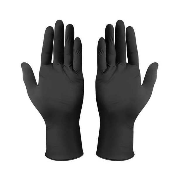STRONG - Black Nitrile Disposable Exam Gloves In Use View