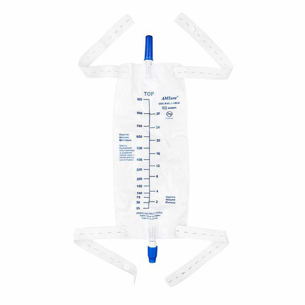 AMSure Urinary Leg Bag with Twist Valve Full Length View