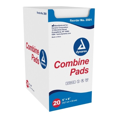 Abdominal Pad Dynarex® 5 X 9 Inch 1 per Pouch Sterile Rectangle box of 20