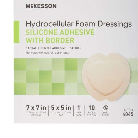 Foam Dressing McKesson 7 X 7 Inch With Border Film Backing Silicone Adhesive Sacral Sterile another angle