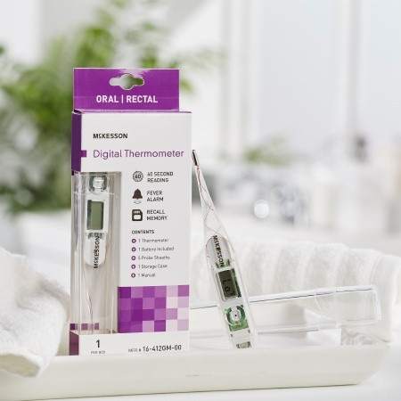 Digital Stick Thermometer McKesson Oral / Rectal / Axillary Probe Handheld in home setting