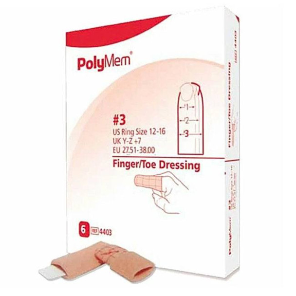 Foam Dressing PolyMem® 2-1/5 to 2-3/5 Inch Circumference Without Border Film Backing Non-Adhesive Finger / Toe NonSterile