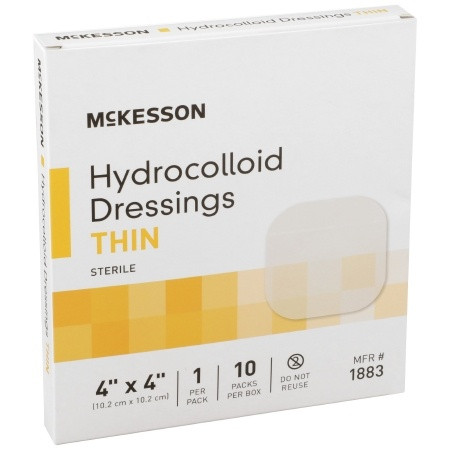 Hydrocolloid Dressing Thin McKesson 4 X 4 Inch Square box