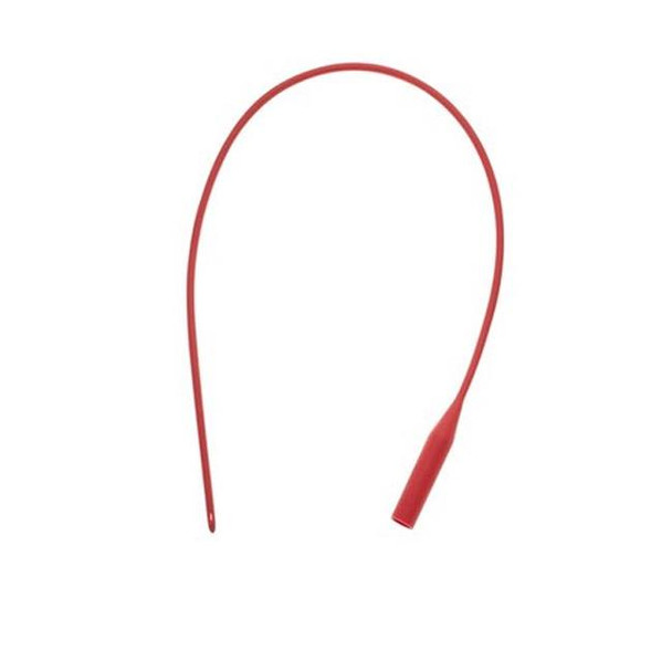 Amsino (AMSure) 11” Female Red Rubber Urethral Catheter Full Length View