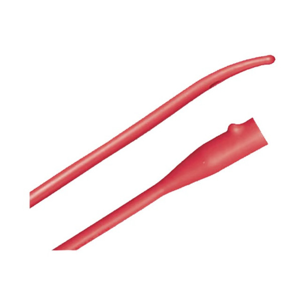 BD Tiemann - 16” Red Rubber Coude Catheter Top View