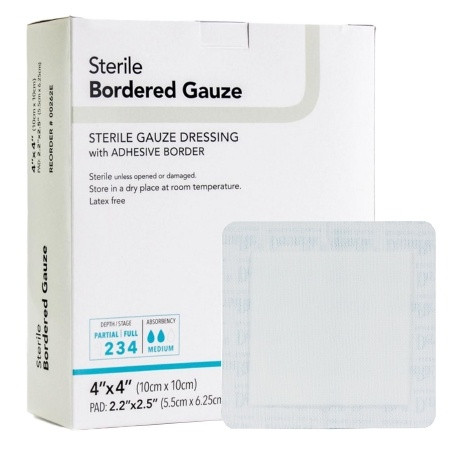 DermaRite® Bordered Gauze Adhesive Dressing  4 X 4 Inch Square Sterile