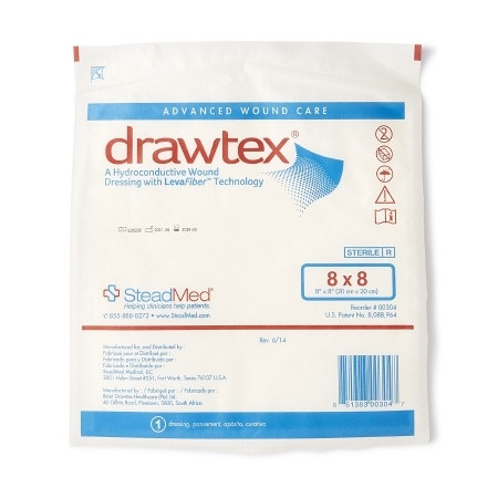 Drawtex® Hydroconductive Wound Dressing 8 X 8 Inch Square dressing package