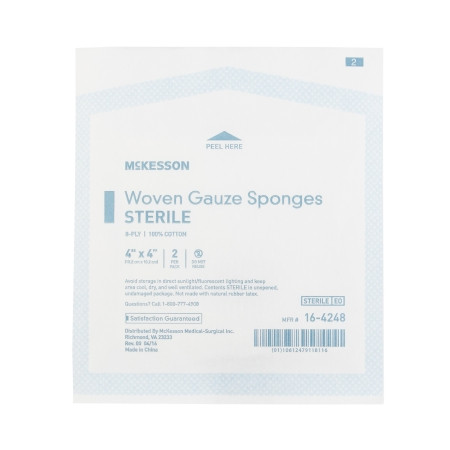 Gauze Sponge McKesson 4 X 4 Inch 8-ply Sterile package front