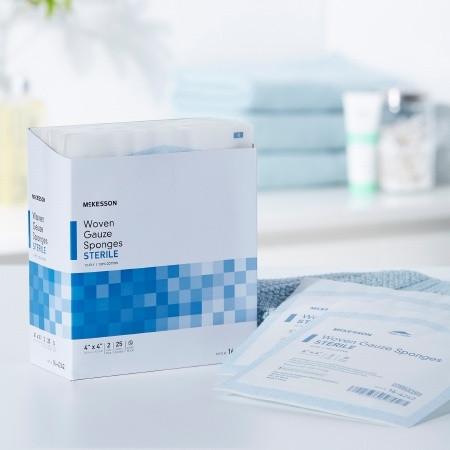 Gauze Sponge McKesson 4 X 4 Inch Sterile 12-Ply Square in home setting