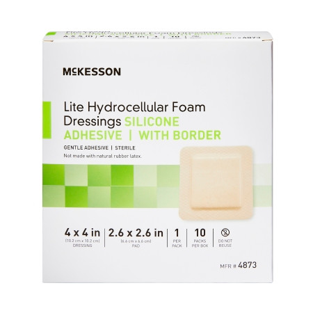 McKesson Lite Thin Hydrocellular Foam Dressing 4 X 4 Inch With Border front of box