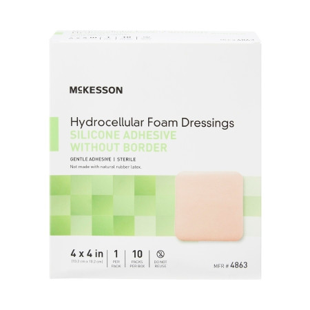 McKesson Hydrocellular Foam Dressing 4 X 4 Silicone Adhesive Without Border box