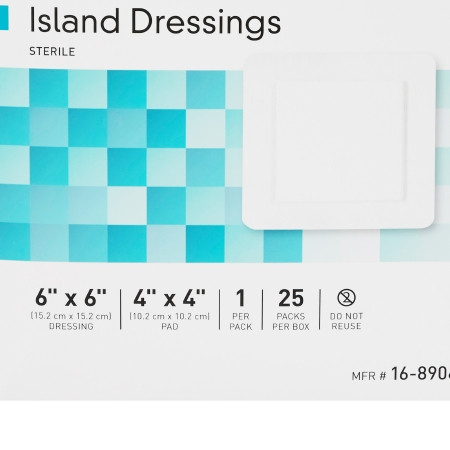 McKesson Adhesive Island Dressing  6 X 6 Inch close-up of box information