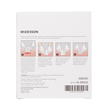 McKesson Adhesive Island Dressing  6 X 6 Inch back of package