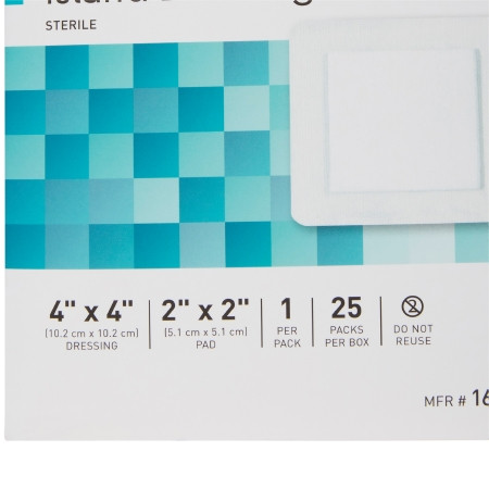 McKesson Island Adhesive Dressing 4 X 4 Inch close-up of box information