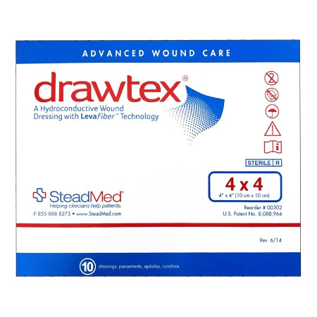 Drawtex® Hydroconductive Wound Dressing 4 X 4 Inch front of box