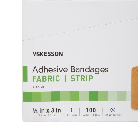 McKesson Fabric Adhesive Strip 3/4 X 3 Inch close-up of box