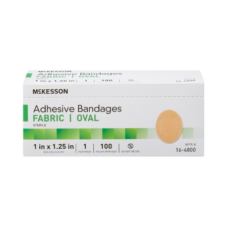 McKesson Fabric Adhesive Strip 1 X 1-1/4 Inch Oval box view