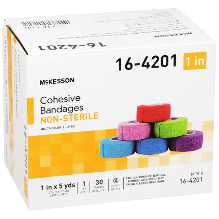 McKesson Cohesive Bandage  1 Inch X 5 Yard, Multi-Color Pack box