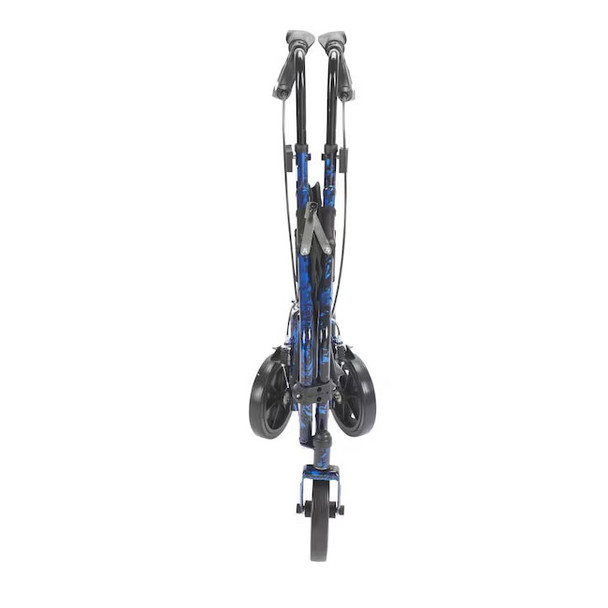 Drive 3 Wheel Rollator Deluxe, Flame Blue, folded