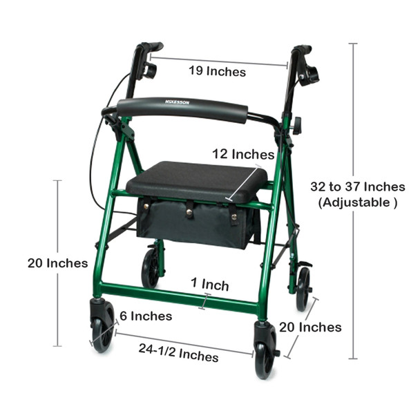 McKesson Lightweight Rollator, Green specs