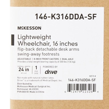 McKesson Lightweight Wheelchair with 16 Inch Seat