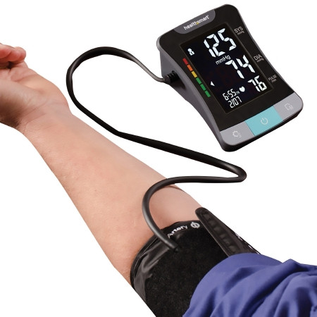 Mabis Talking Digital Blood Pressure Monitor in use