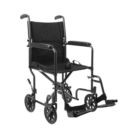 McKesson Lightweight Transport Chair, 19 Inch Seat Width, Silver Vein