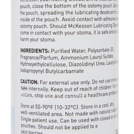 McKesson Lubricating Ostomy Deodorant ingredients