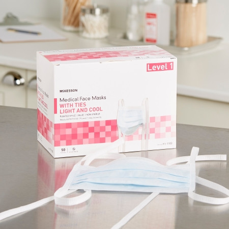 McKesson Surgical Mask With Tie Closure, Level 1 mask in home setting