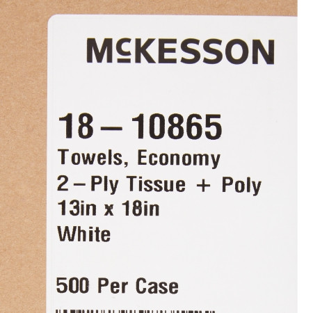McKesson Disposable Towels,  13 X 18 close-up of label