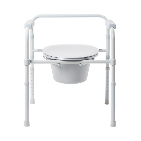 McKesson Folding Steel Frame Commode front view with lid closed