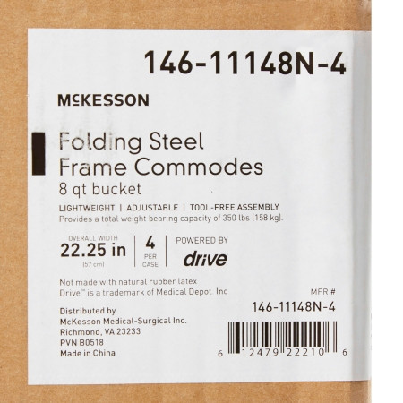 McKesson Folding Steel Frame Commode box label