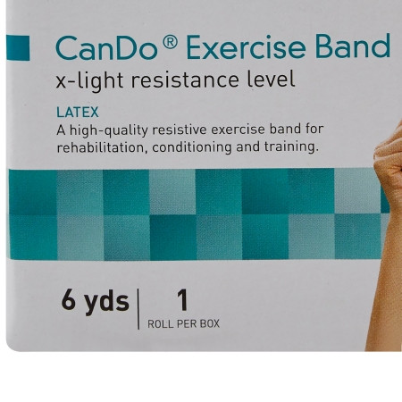 McKesson CanDo Exercise Resistance Band - 5 Inch X 6 Yard, X-Light Resistance - close-up of box