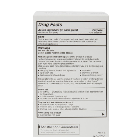 McKesson Orasol Gel - Oral Pain ReliefMcKesson Orasol Gel - Oral Pain Relief - back of box