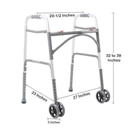 McKesson Bariatric Walker with Wheels, 500 lb Capacity with specs