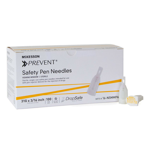 McKesson Prevent Safety Pen Needles, 31 Gauge, 5 mm