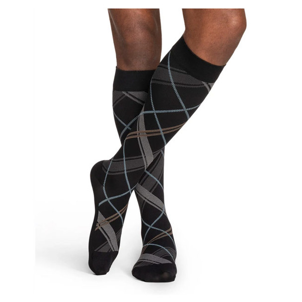 SIGVARIS Microfiber Patterns 20-30mmHg Short Length - Men - Black Plaid