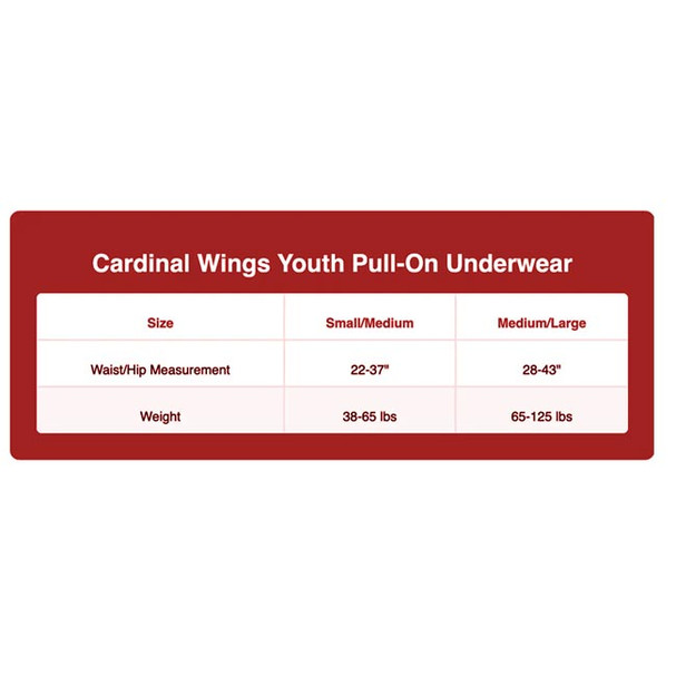 Cardinal Health Wings Youth Pull-Ups | Heavy Absorbency - Sizing Chart