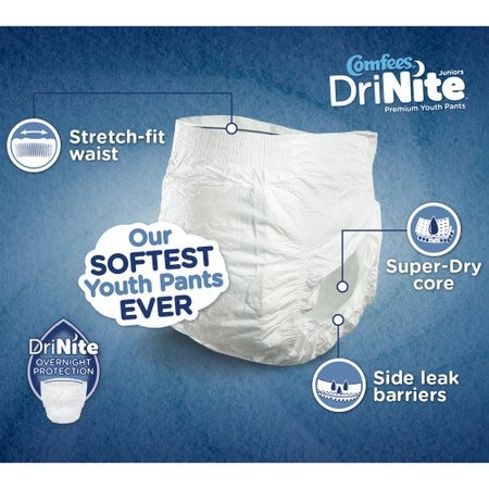 Comfees DriNite Juniors Youth Pull-Ups, Heavy Absorbency - features