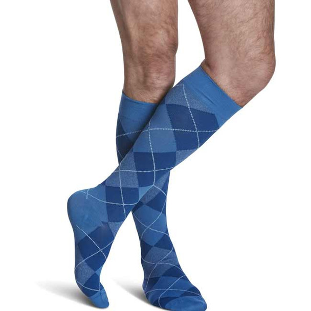 SIGVARIS Microfiber Shades 15-20mmHg - Men - Royal Blue Argyle