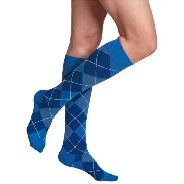 SIGVARIS Microfiber Shades 15-20mmHg - Women - Royal Blue Argyle