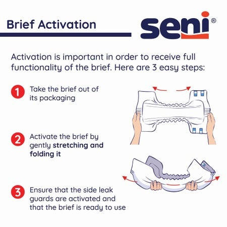 Seni Classic Plus Briefs with Tabs, Moderate Absorbency - Features