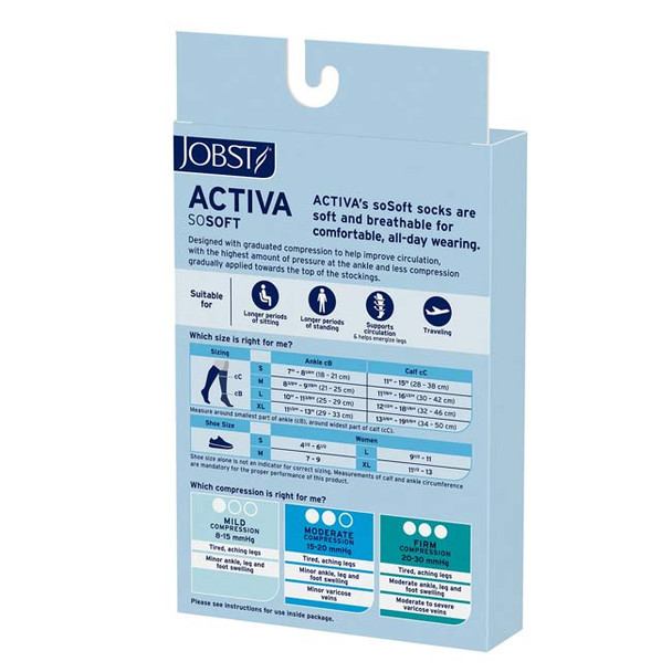 Jobst Activa SoSoft Brocade Knee-High Closed Toe 15-20mmHg - Back of Box