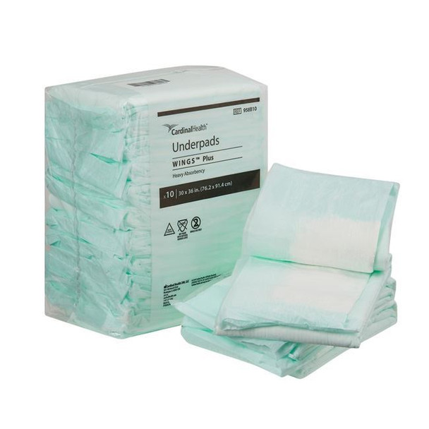 Cardinal Health Wings Plus Fluff/Polymer Underpads Extra Absorbency Bag View