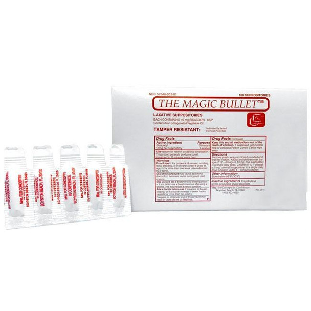 Magic Bullet Suppository - 10mg Bisacodyl box view