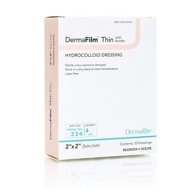 DermaFilm® Hydrocolloid Dressing 2 X 2 Inch Square with Border