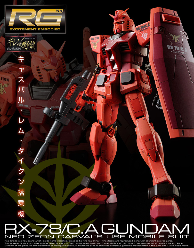 BANDAI RG 1/144 RX-78/C.A. Gundam Neo Zeon Casval's USE Plastic
