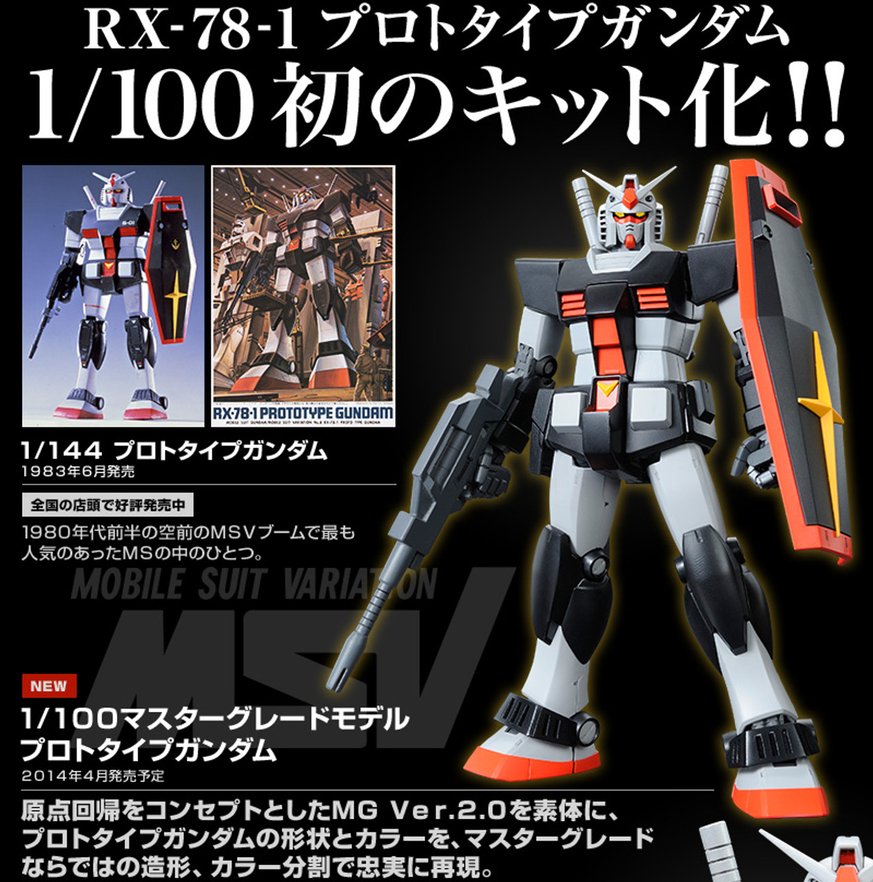 MG1/100 RX-78-1 プロトタイプガンダム BANDAI MG 1/100 RX-78-1 PROTOTYPE GUNDAM Plastic Model Kit