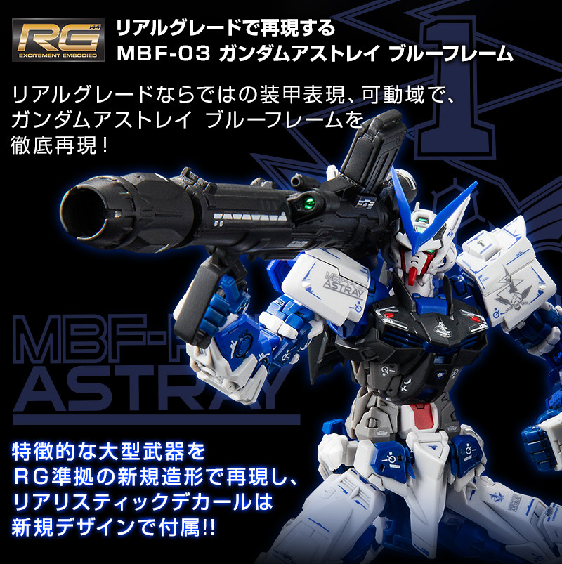 BANDAI RG 1/144 GUNDAM ASTRAY BLUE FRAME Plastic Model Kit MBF-P03